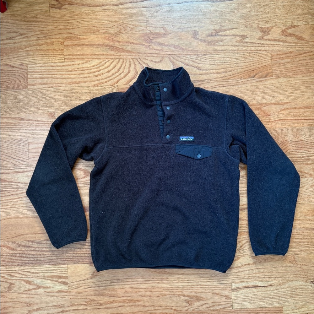 Patagonia Pullover 1/4 Button Black Fleece Sweater